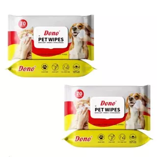 ทิชชูเปียกเช็ดทำความสะอาด Dono Pet Wipes ทิชชู ผ้าเปียก หมา แมว จำนวน70แผ่น และ10แผ่น