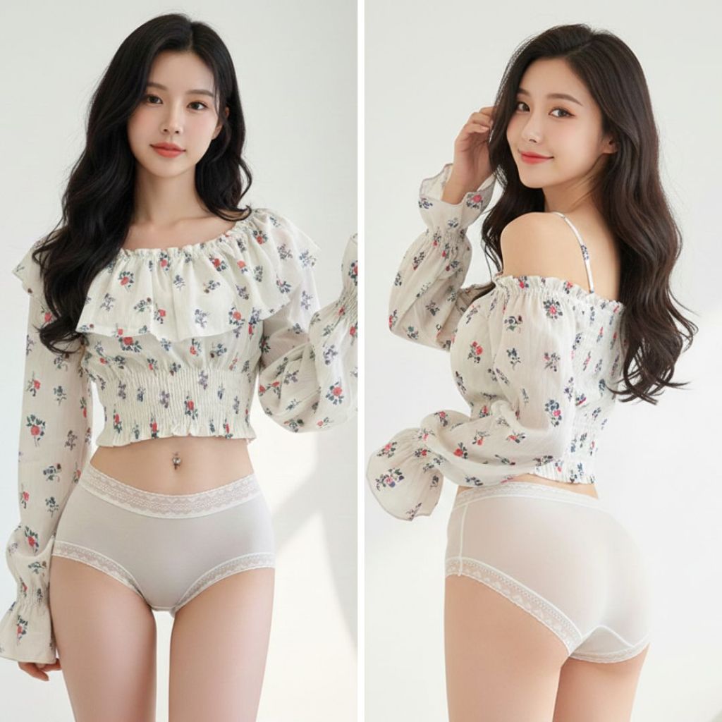 💥Angle Bra💥 (N987) กางเกงในเอวกลางสีพาสเทล ผ้าระบายอากาศได้ดี มีซับเป้า - รูปที่ 5