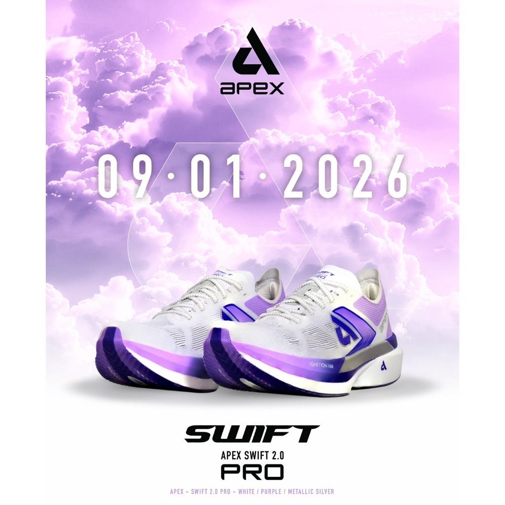 รองเท้าวิ่ง Apex SWIFT 2.0 PRO White/ Purple/ Metallic รองเท้า Running by Srichaigroup