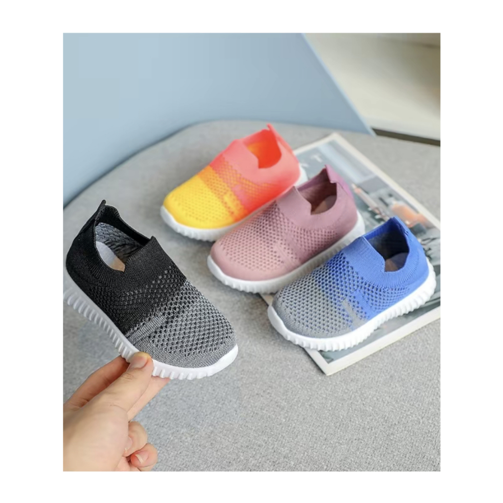 New kids mesh shoes for boys and girls, single hot groove shoes, soft one-step anti-slip bottom shoe