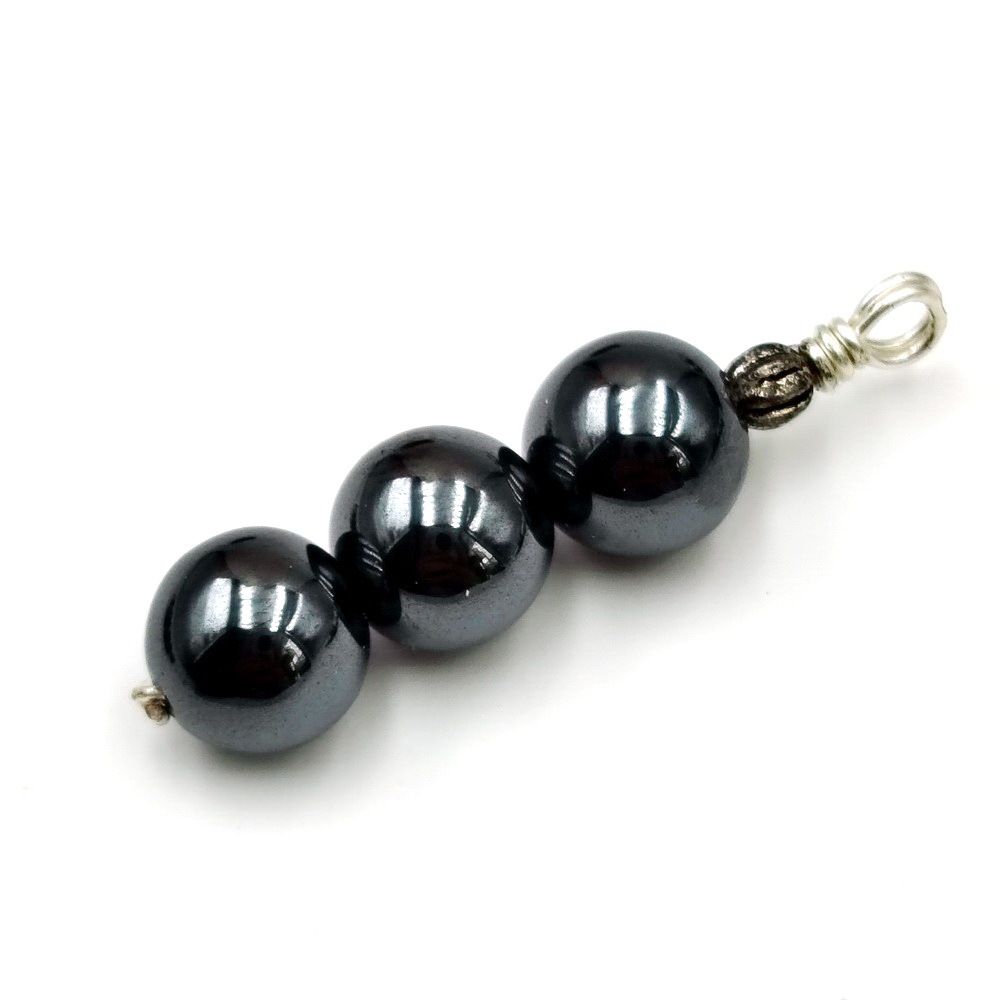 [หินแห่งการปกป้อง] จี้แร่เฮมาไทต์ (Hematite) เม็ด 10 มิล 3 เม็ดเรียงสวย งานดัดลวดเงิน สุ่มเลือกจำนวน 1 ชิ้น ราคา ถูกที่สุด ดีลบีเคเค แกลเลอรีภาพที่ 3
