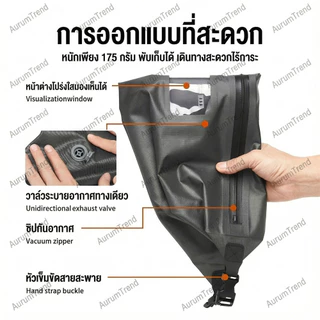ถุงบีบอัดสูญญากาศ กันน้ำ กระเป๋า Essentials กลางแจ้งพร้อมปั๊มลม สามารถใช้ซ้ำได้ ประหยัดพื้นที่