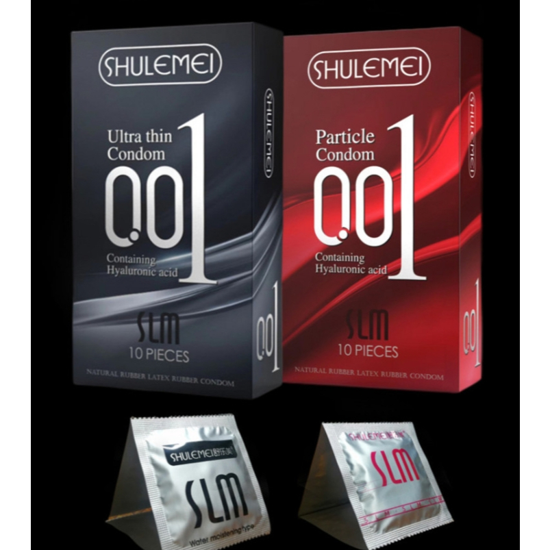 Shulemei Particle 001 ถุงยางอนามัย บางที่สุดในโลก ผิวไม่เรียบ ปุ่มแน่น(1กล่อง)มี10ชิ้น SHแดงปุ่ม