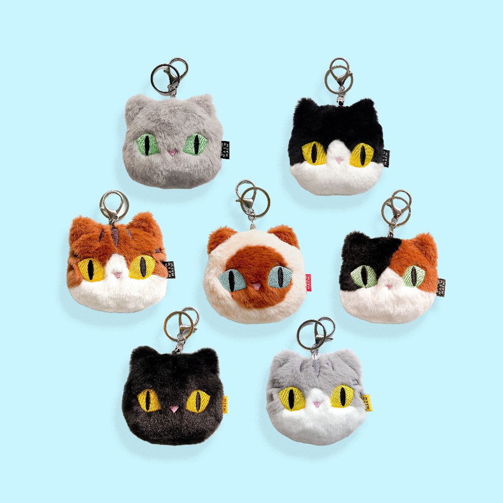 พวงกุญแจแมว Furry Cat Keychain พวงกุญแจตุ๊กตาน้องแมวขนนุ่มฟู มีทั้งหมด 7 สี