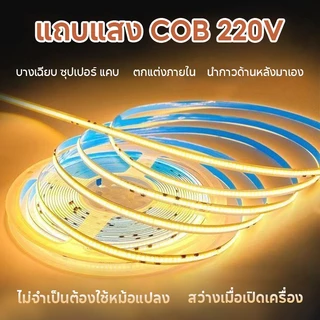 ไฟเส้นCOB 220V LED240ดวง ไฟตกแต่ง สว่างมาก ไม่เห็นเม็ดไฟ สีขาว สีวอร์ม