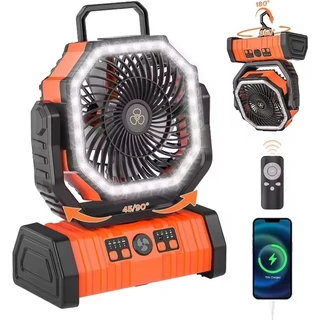 พัดลมแคมป์ปิ้ง 20000 mAh พัดลมตั้งโต๊ะ Cordless Camping Fan มาพร้อมไฟส่องสว่าง ใช้ได้นาน พัดลมพกพา USB