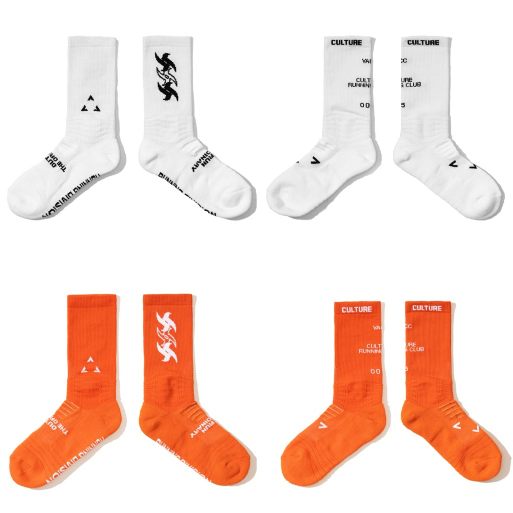 (ของแท้100%) พร้อมส่ง : ถุงเท้า Culture Essential Running Crew Socks สีขาว , สีส้ม