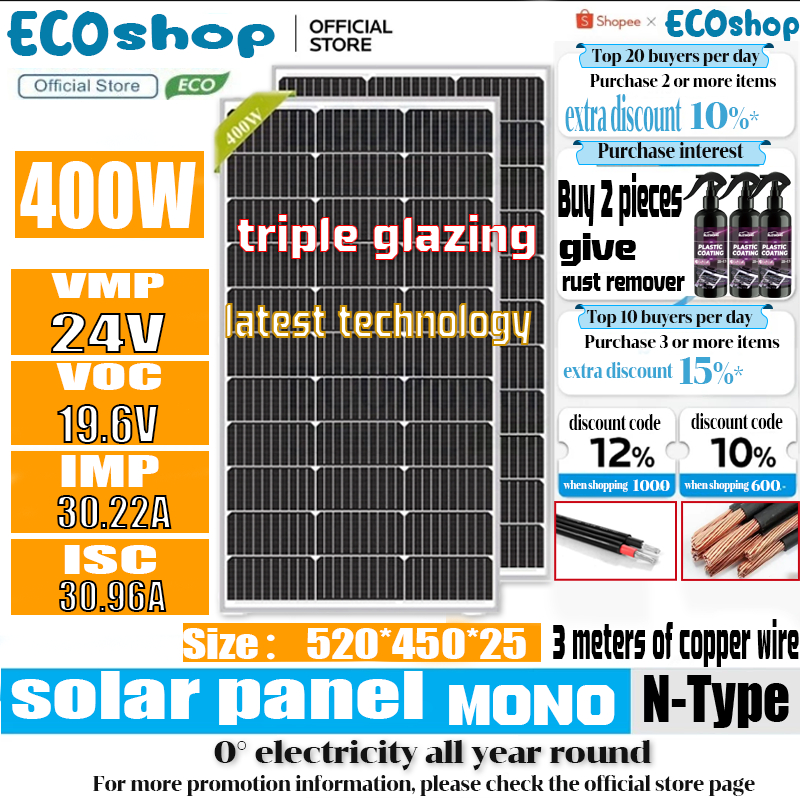 แผงโซล่าเซลล์ solar cell 24Vสำหรับชาร์จแบตเตอรี่ แผงโซร่าเซลล์ Solar panel Monocrystalline แผงโซล่า