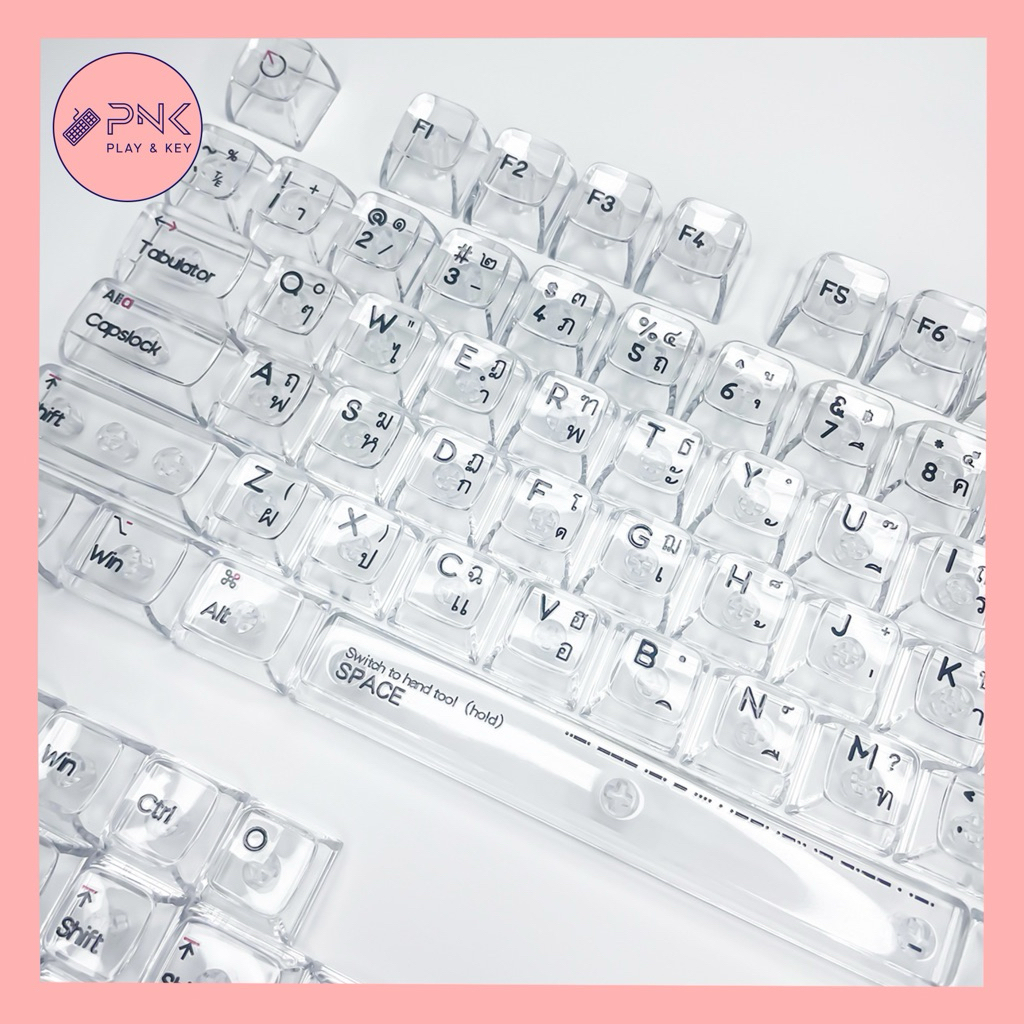 ส่งไวจากไทย ! คีย์แคปใส ภาษาไทย  CBSA Profile Transparent Keycaps ใส ไฟทะลุ Keycap Thai โชว์ไฟคีย์บอ