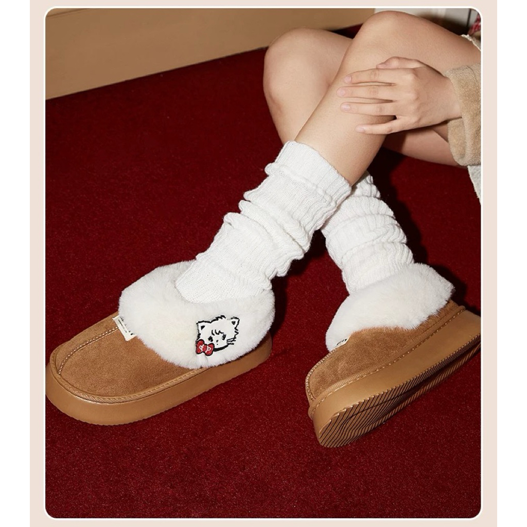 GUKOO X MIKKO (Pre7-10D) รองเท้าหุ้มส้นขนปุย นุ่มสบาย