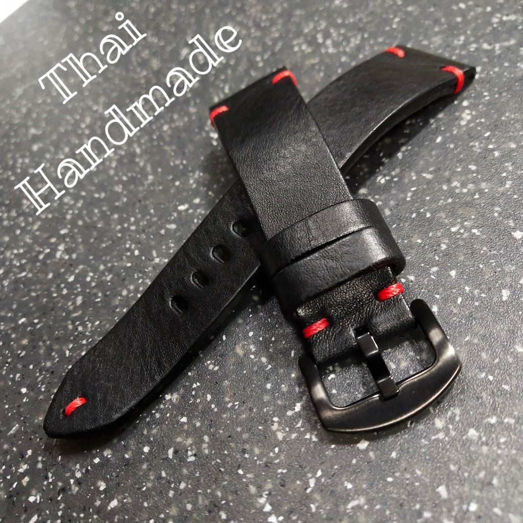 สายนาฬิกาหนังแท้ สีดำ งานhandmade #รุ่น Black_Berry มีขนาด 18-30 mm.แถมฟรีสปริงสำรองและที่เปลี่ยนสาย