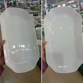 จานเซรามิก 12 นิ้ว จานเปล จานยาว จานเปลลายสีขาวเงา ทำจากเซรา…