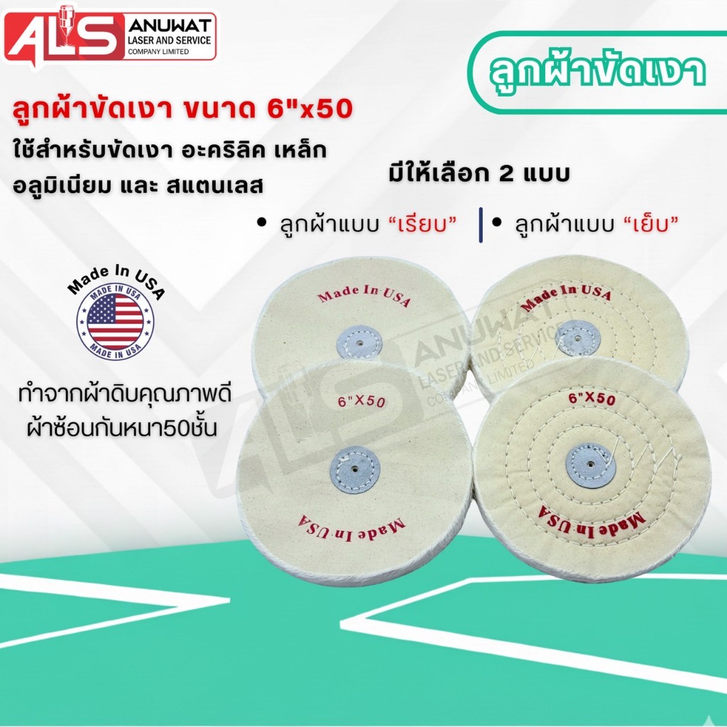 ลูกผ้าปัดเงา USA ขนาด6นิ้ว ผ้านุ่ม มีแบบเย็บและไม่เย็บ