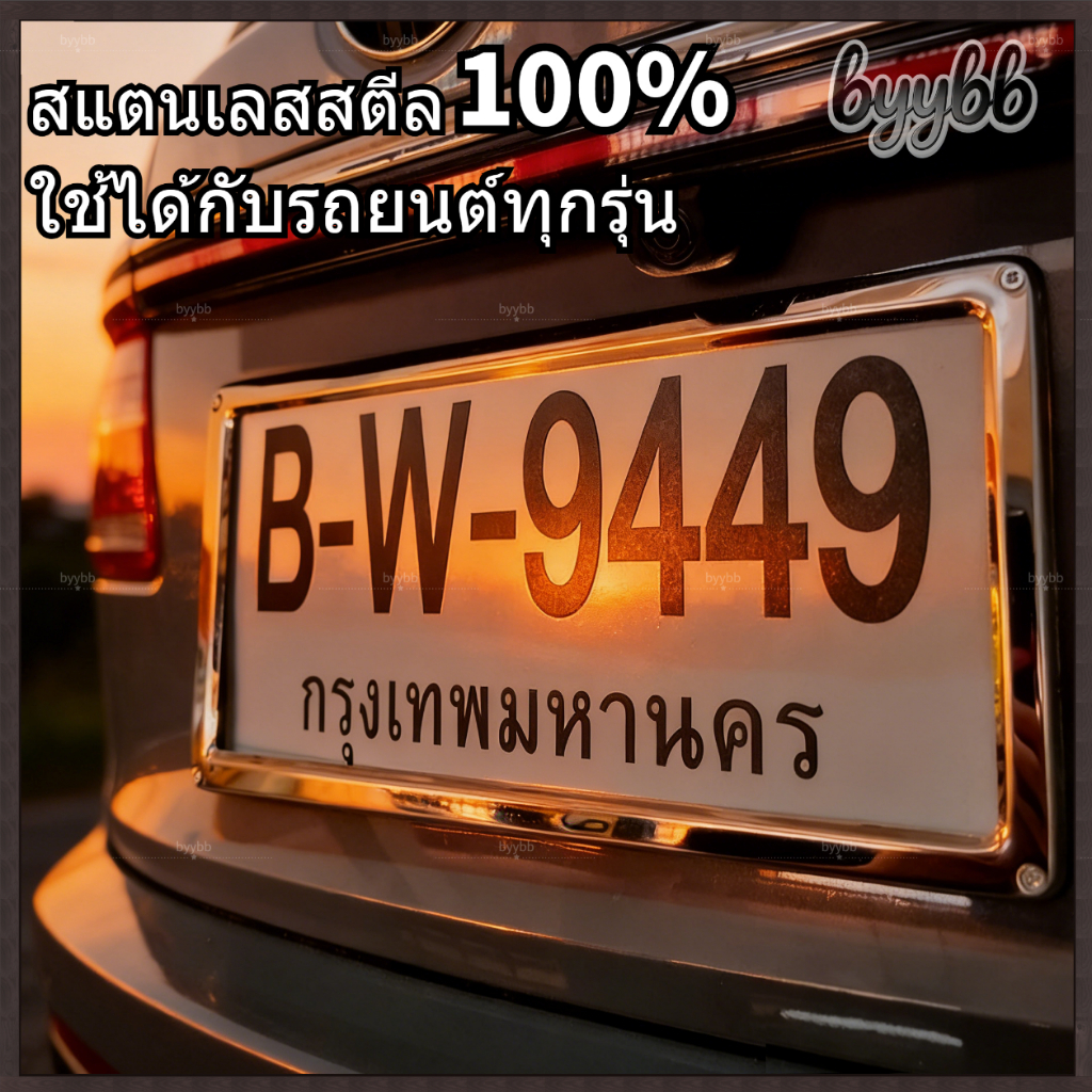 📦สินค้าพร้อมส่ง📦กรอบป้ายทะเบียน สแตนเลส 100% ไม่เป็นสนิม  ด้าน-หลัง แข็งแรงทนทาน  ติดตั้งง่าย อายุการใช้งานยาวนาน