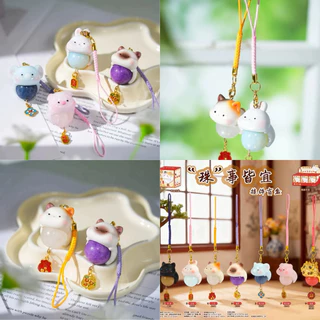 (แบบสุ่ม1จุ่ม/พร้อมส่ง🇹🇭) พวงกุญแจ หินแมว Migo Lucky Meow/Money Come / พวงหิน Fortune Rich Series