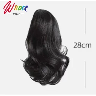 วิกผมหางม้าใหม่ล่าสุด ลอนลูกแพร์ หางม้าสั้น แบบกิ๊บหนีบ ธรรมชาติ หญิง 28CM