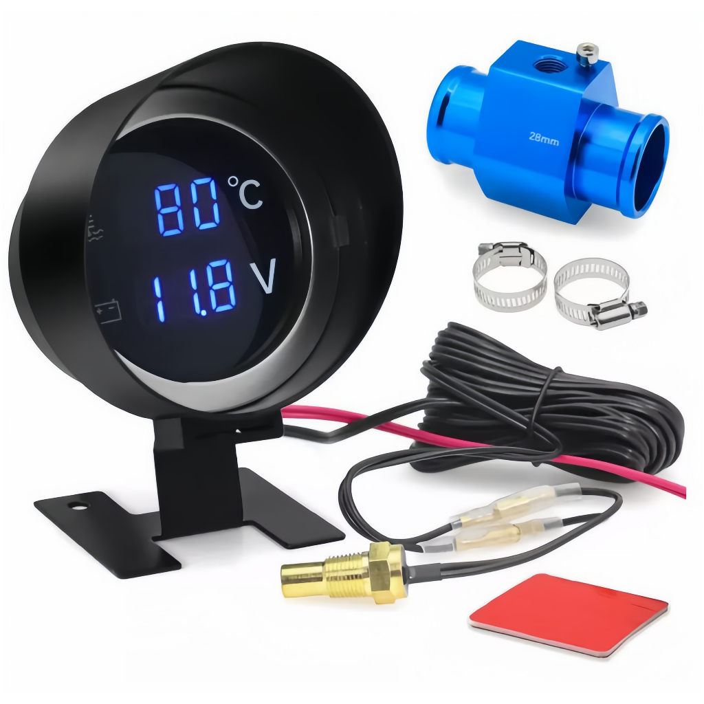 เครื่องวัดอุณหภูมิน้ําดิจิทัล Led -10-110 องศาเซลเซียส พร้อมข้อต่อเซนเซอร์ท่อน้ํา 10 มม. อะแดปเตอร์ 1/8NPT โวลต์มิเตอร์
