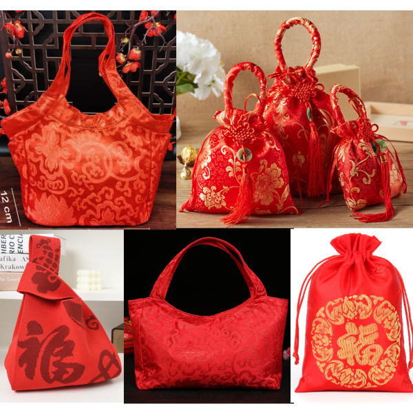 กระเป๋าสไตล์จีน ถุงใส่ส้ม ถุงตรุษจีน ร้านไทยพร้อมส่ง ทำจากผ้าไหมจีนคุณภาพดีลายสวย ส่งไวได้ของเร็ว