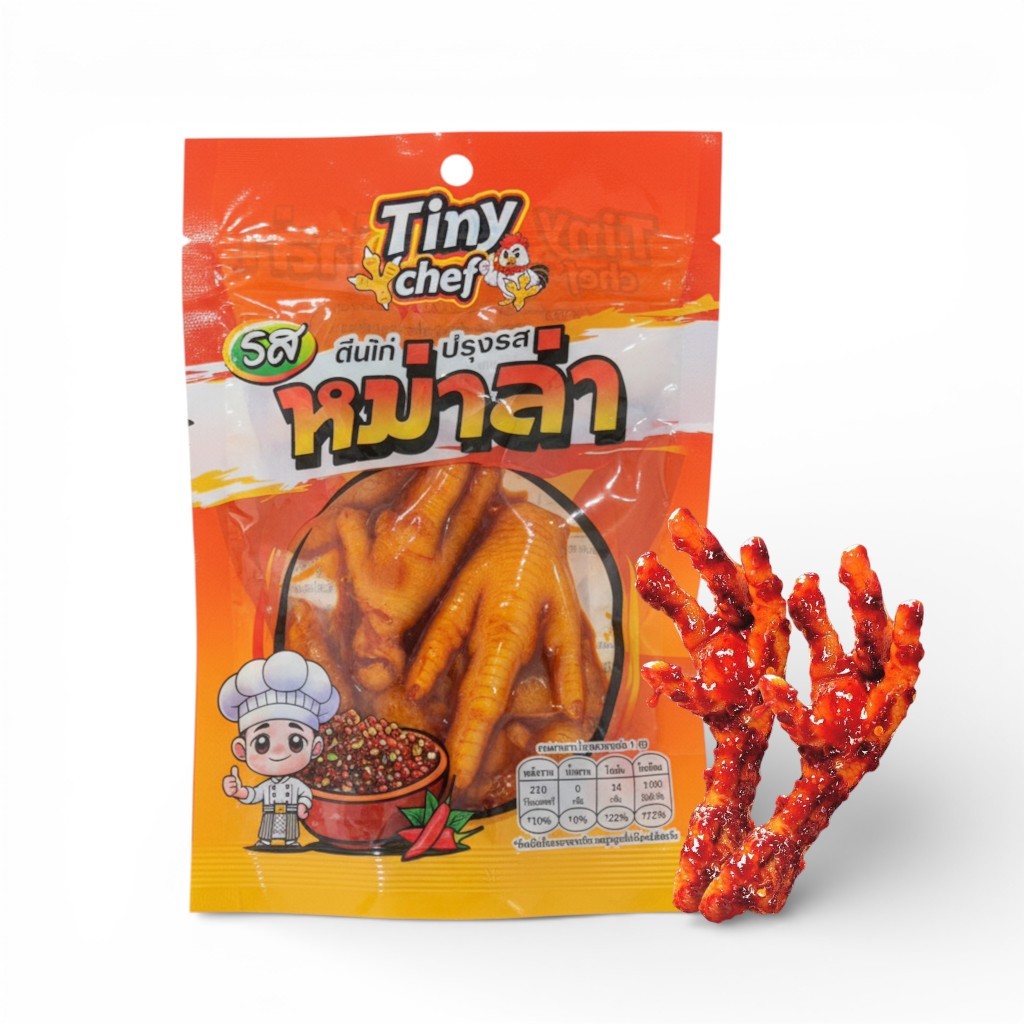 ตีนไก่หนึบๆ ปรุงรสเข้มข้น เคี้ยวเพลินทุกคำ มีให้เลือกหลากหลายตระกร้า(ขนาด 110 กรัม/ห่อ)