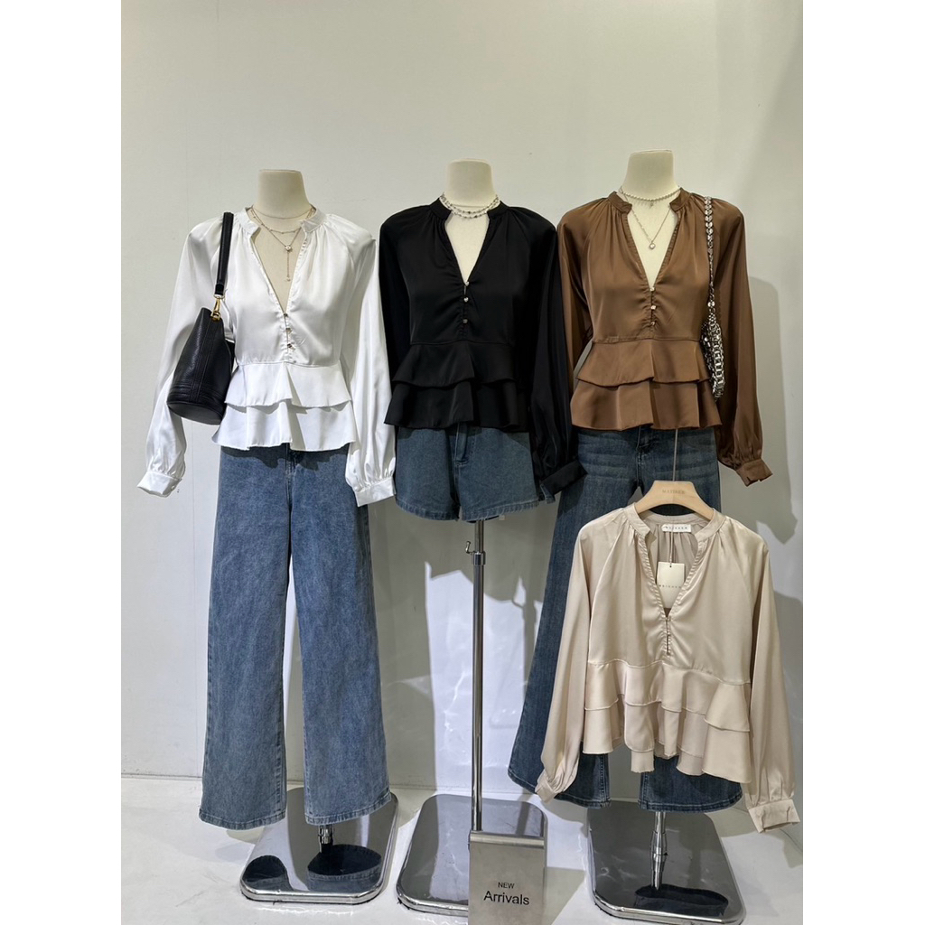 เสื้อแขนยาวผ้าซาตินทรงเรียบหรู