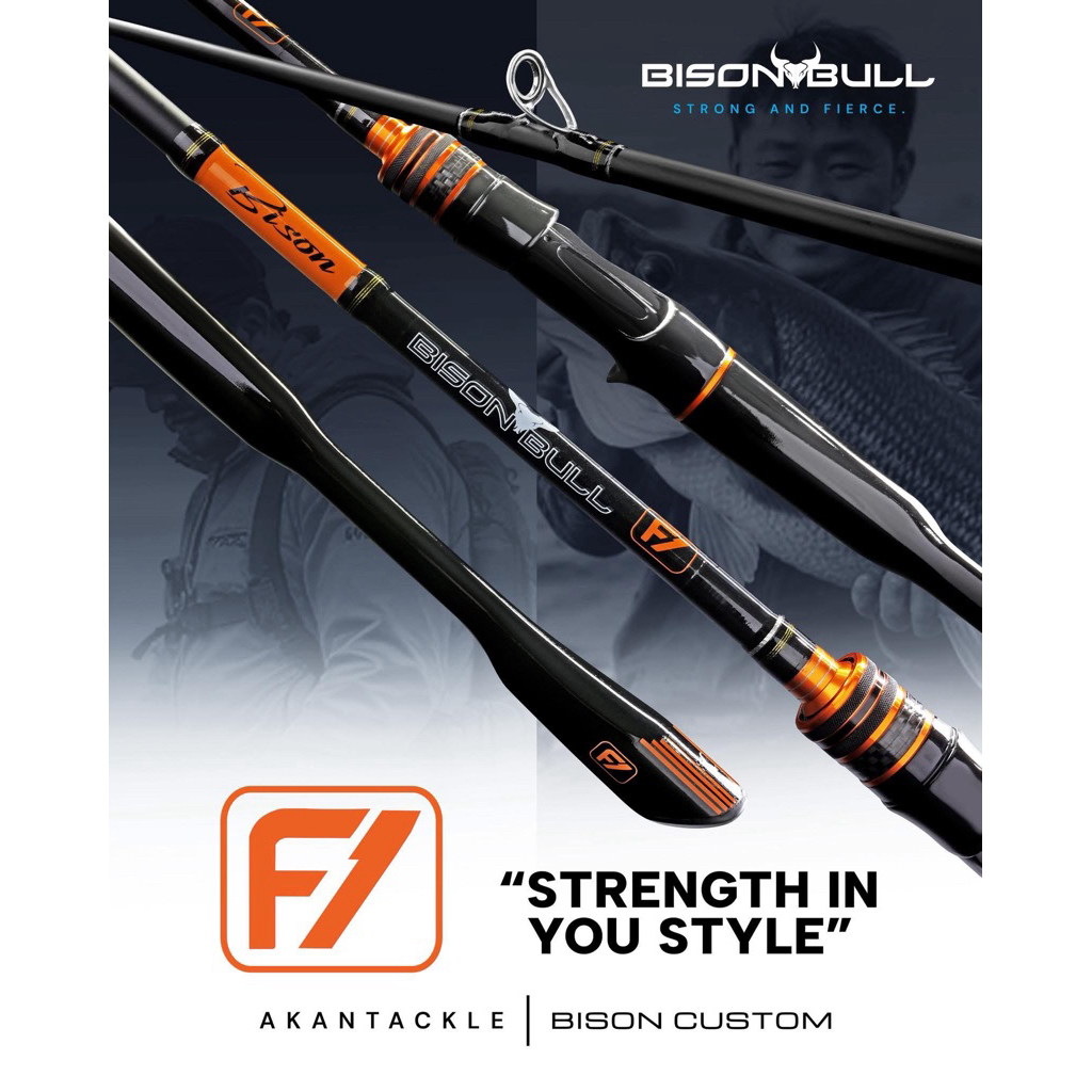 คันตีเหยื่อปลอม โฉมใหม่ 2024!!  BISON BULL F1 เบท-สปิน 1/2 ท่อน ดีไซต์ใหม่  เหมาะสำหรับตีเหยื่อปลอม ช่อน ชะโด#ซองส้มF1