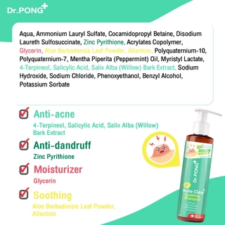Dr.PONG 4T Acne clear soothing shampoo แชมพู สำหรับคนเป็นสิว มีส่วนช่วยลดสิว และรังแค