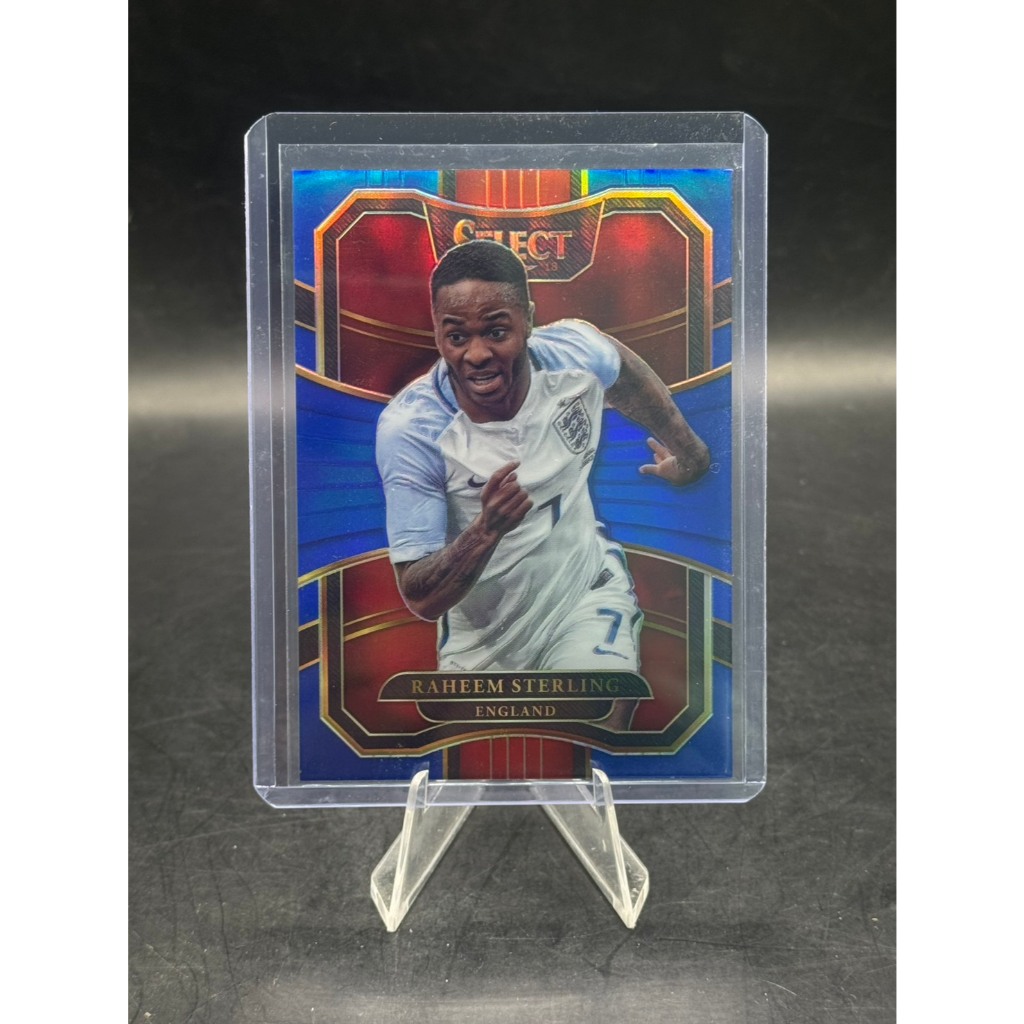 [รันเลข /299 หายาก!] การ์ด Raheem Sterling 2017 Panini Select Blue Prizm /299 England