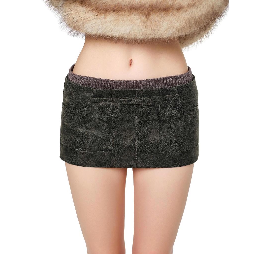 LSOUL Ron Skirt กระโปรงหนังเอวต่ำ สไตล์ Y2K