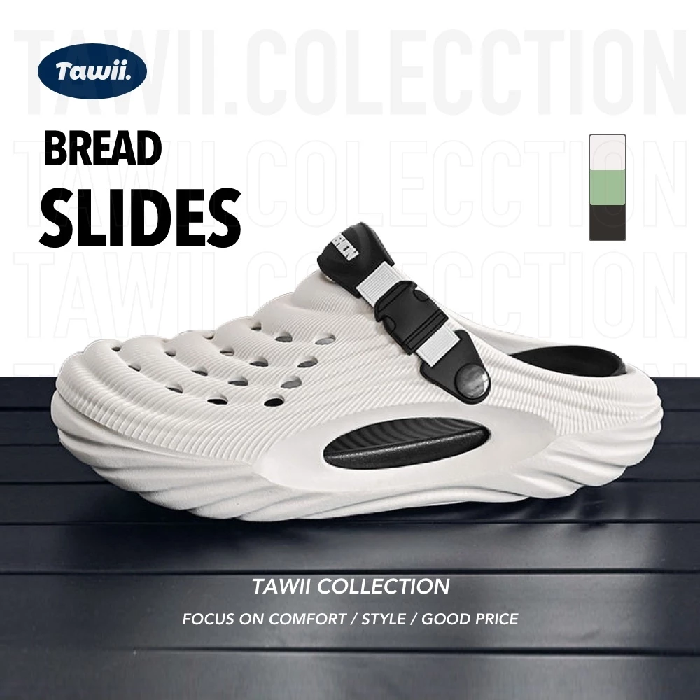 Tawii. รองเท้าแตะ ผู้ชาย กันลื่น ระบายอากาศ แผ่นรองเท้าถอดออกได้ สไตล์ลำลองกลางแจ้ง หนา 5 เซนติเมตร