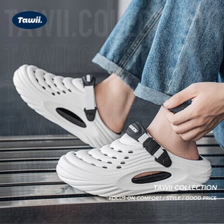 Tawii. รองเท้าแตะ ผู้ชาย กันลื่น ระบายอากาศ แผ่นรองเท้าถอดออกได้ สไตล์ลำลองกลางแจ้ง หนา 5 เซนติเมตร