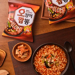 NONGSHIM CHAMPONG NOODLE SOUP SQUID FLAVOR จัมปง นู้ดเดิ้ล ซุป (บะหมี่กึ่งสำเร็จรูปรสปลาหมึก) 124 g.