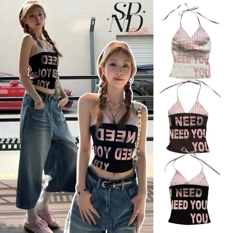 SPND【พร้อมส่ง】NEED YOU + ทรงฮอลเตอร์ บิกินี่ลานมินิมอล พร้อมเกาะอก แยกชิ้น ดีไซน์พรีเมี่ยม ไม่ซ้ำใคร
