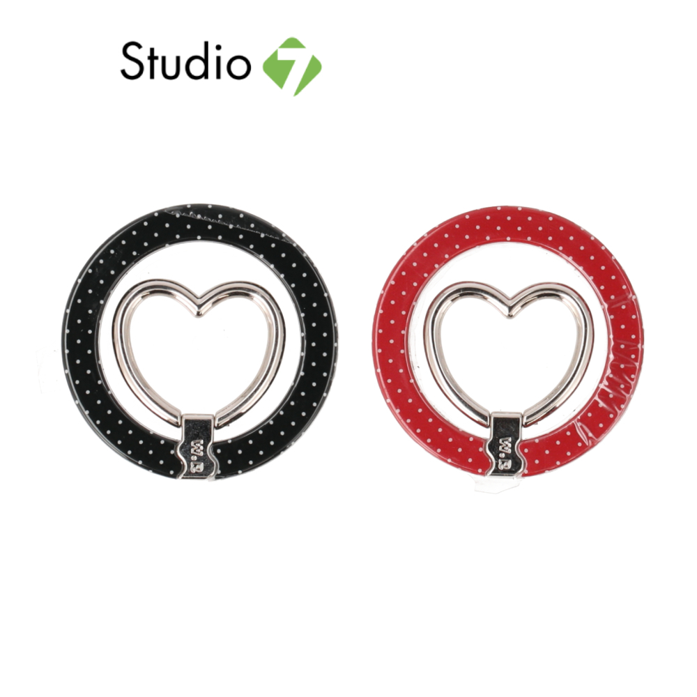 แหวนติดโทรศัพท์ Blue Box Premium Limited Collection Black Polka/Red Polka by Studio7