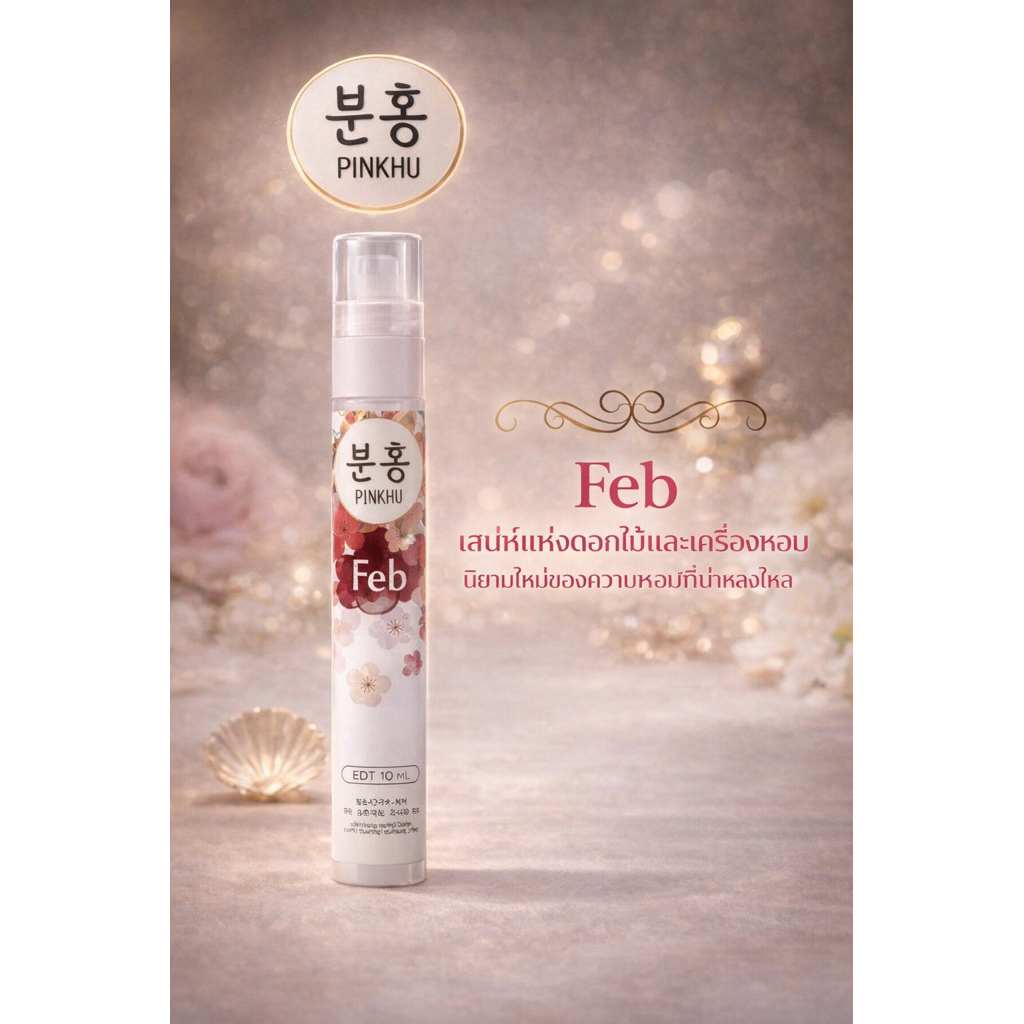 พิงคี น้ำหอมเกาหลี 12 เดือน กลิ่น FEBRUARY (FEB) 1 ชิ้น ขนาด 10ml - Perfume