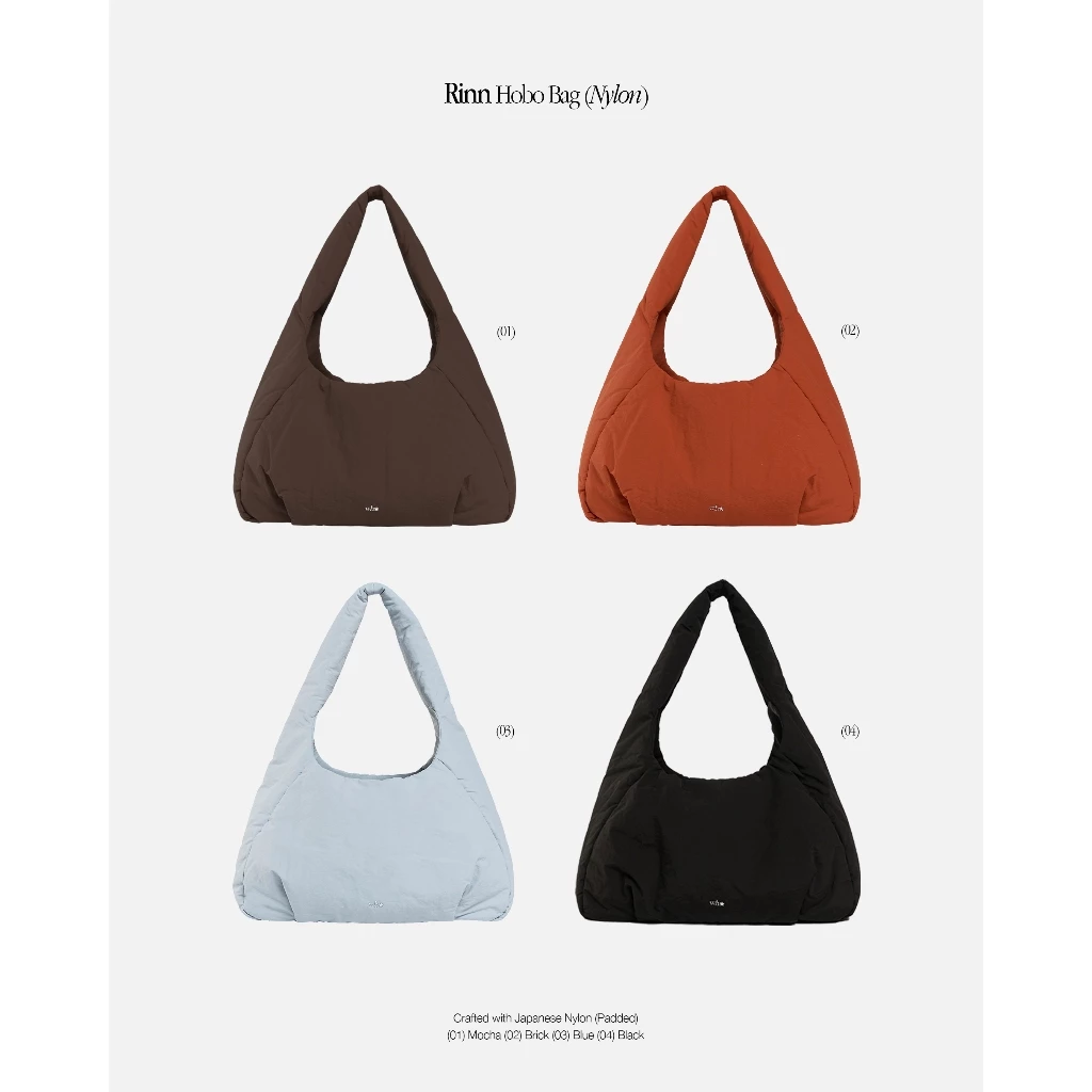 WHISPERWHITE - RINN Hobo Bag (Japanese Nylon) กระเป๋าผ้าไนลอน บุนุ่ม