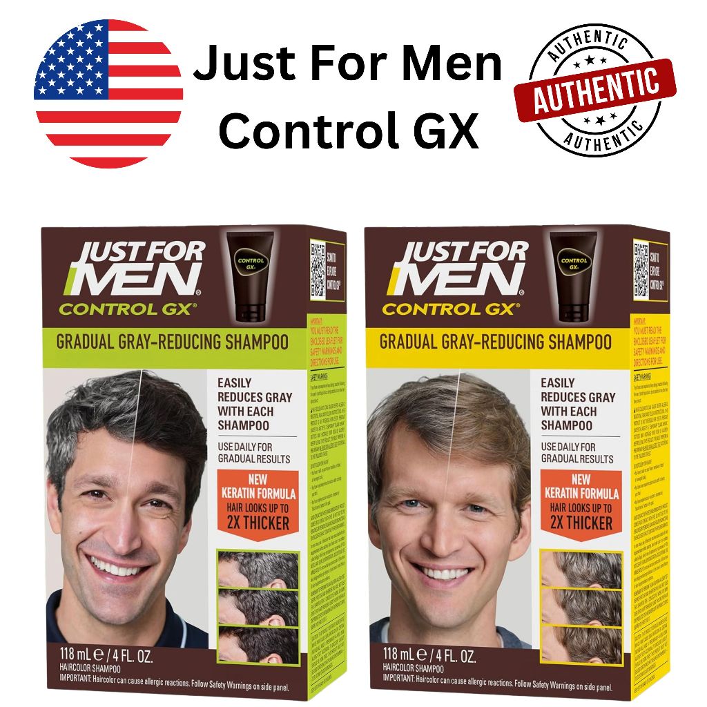 Just for Men Control GX Grey Reducing Shampoo, Gradual Hair Color, 4 fl oz (Brown to Black / Dark Bl