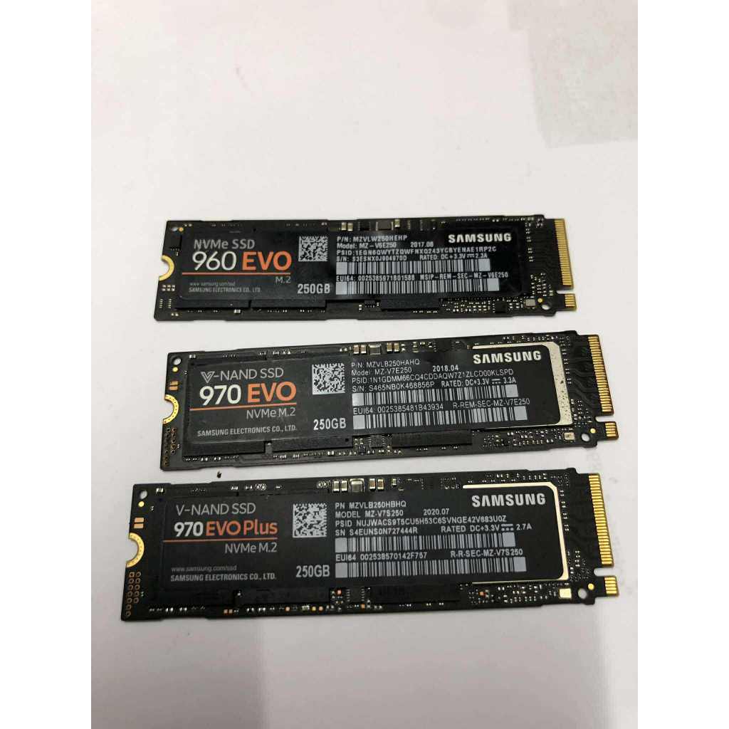 250gb (เอสเอสดี) SAMSUNG 960 evo 970 EVO /evo PLUS PCIe/NVMe M.2 2280 ไม่มีกล่อง ประกันร้าน