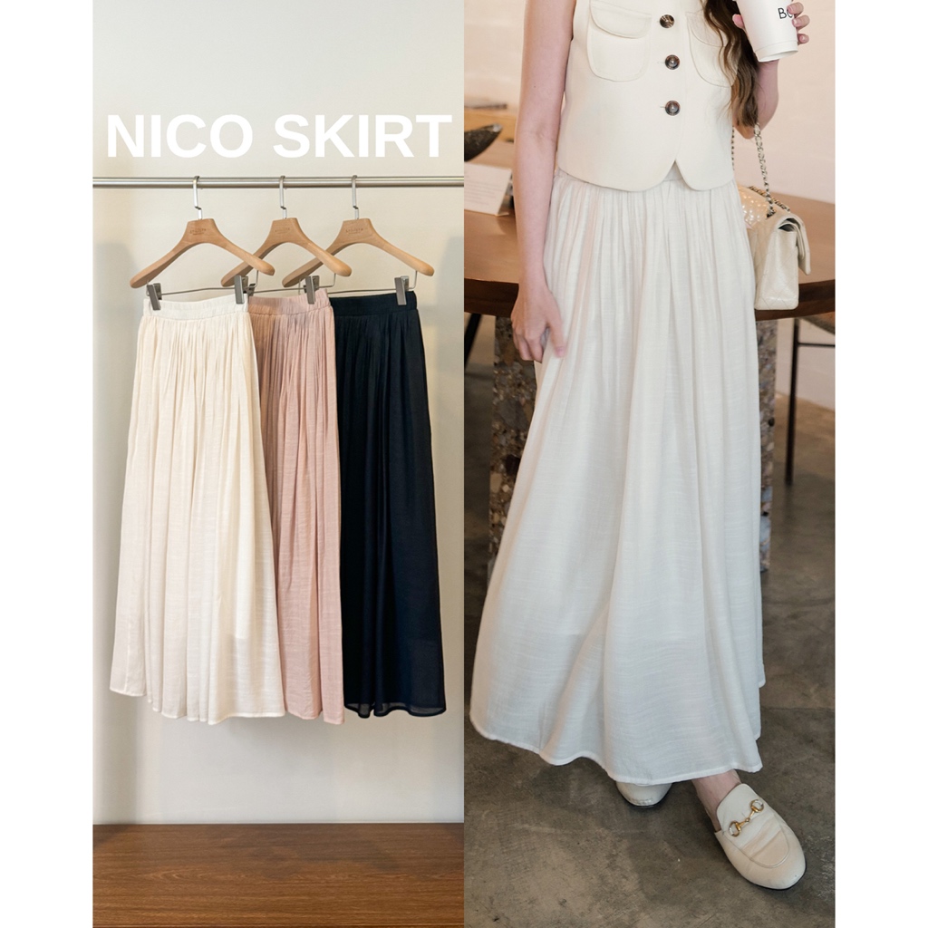 NICO SKIRT - Stilista กระโปรงยาวผ้าคอตตอนลินิน