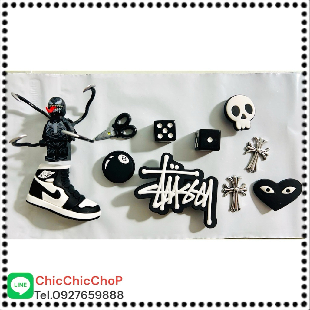 JBU 😎💥ตัวติดรองเท้ามีรู ไฟ รองเท้า สมาย 3D🌀🍭🙄 Shoe Charm  Smile ball8 3D CromHeart lego มีด สวยกริบ คลูสุด jbb - รูปที่ 5