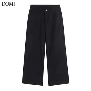 DOMI - (S-3XL) กางเกงยีนส์เอวสูง ทรงลิซ่า สไตล์เกาหลี แนววินเทจ กระบอกใหญ่ ทรงสวย ใส่สบาย แมทง่าย ใส่ได้ทุกลุค