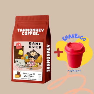 Tanmonkey Coffee Dark Game เมล็ดกาแฟคั่วเข้ม ไม่เปรี้ยว Brazil House Blend 250 g. (Caramel Pudding)