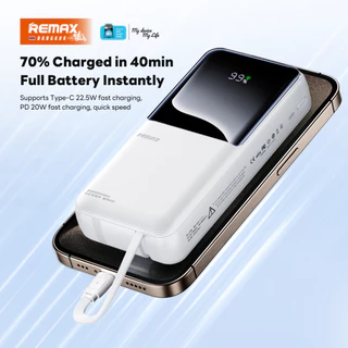 [ สินค้ายอดฮิต CCC ] Remax Power Bank RPP-680 20000mAh พาวเวอร์แบงค์ มีสายในตัว ชาร์จเร็ว Fast Charge หน้าจอ LED