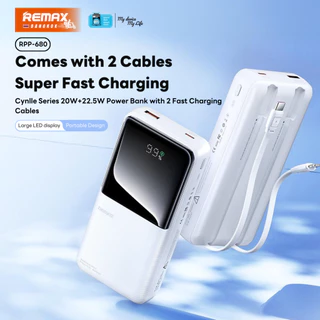 [ สินค้ายอดฮิต CCC ] Remax Power Bank RPP-680 20000mAh พาวเวอร์แบงค์ มีสายในตัว ชาร์จเร็ว Fast Charge หน้าจอ LED