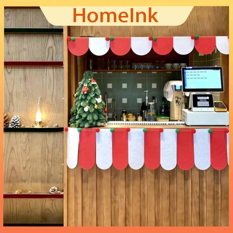 การตกแต่งร้านค้า ร้านอาหาร ตกแต่งกระจกหน้าต่าง คริสต์มาสชายคาตกแต่งแบนเนอร์ร้านกาแฟ