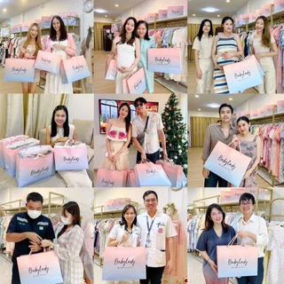 [BB 849] ชุดคลุมท้อง | BABYLADY ♡ - ผ้าคอตตอนพิมพ์ลาย ลูกไม้คอผูกโบว์ ชายลูกไม้ มีซับใน