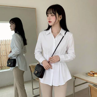 K01 ♥ มีไซส์ใหญ่สุด 62 นิ้ว !!! เสื้อเชิ้ตเข้ารูปสาวอวบสไตล์เกาหลี S-10XL แขนยาวคอปกเชิ้ต สีดำ-สีขาว ใส่ได้หลายโอกาส ♥