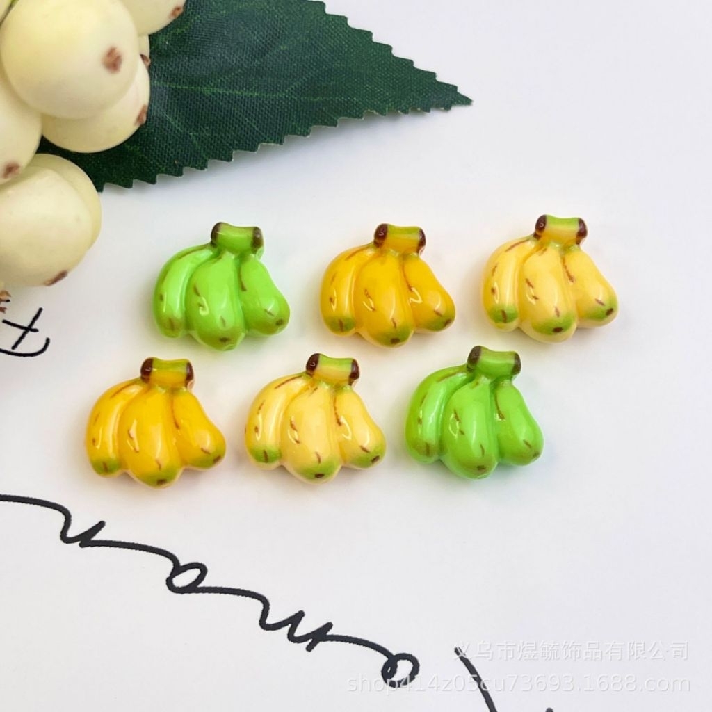 ❮10 ชิ้น❯ เรซิ่นผลไม้จำลองกล้วยมินิของเล่นน้ำกล้วยจิ๋วเหมือนจริงอุปกรณ์ DIY, วัสดุงานฝีมือ, หัวเข็มขัดรองเท้า, หมวก
