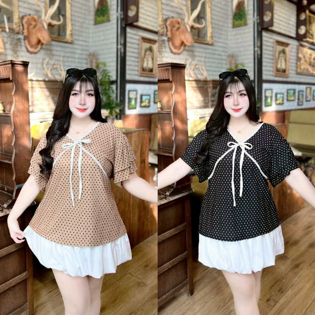 เสื้อลายจุดสาวอวบอ้วนอก54