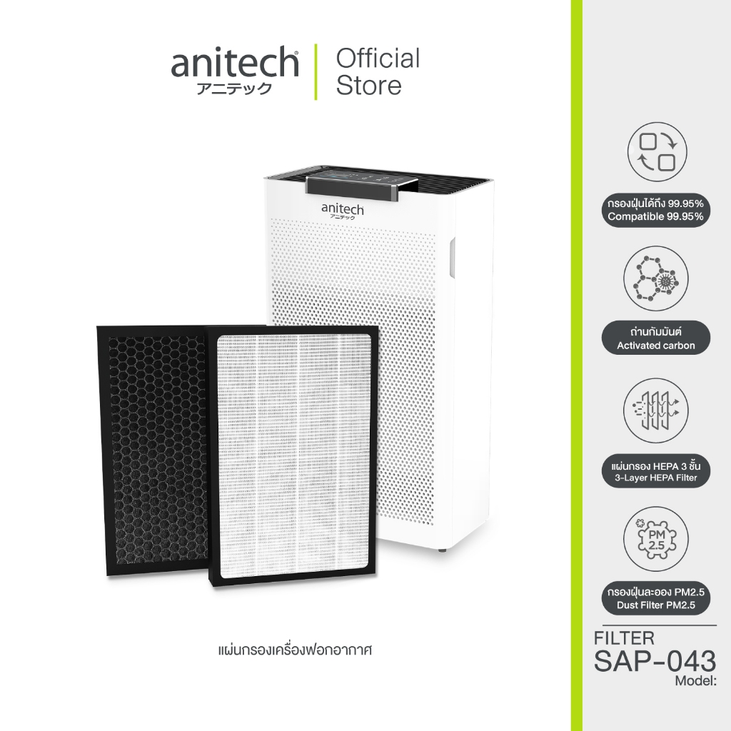 Anitech แผ่นกรองเครื่องฟอกอากาศ รุ่น SAP-043-FILTER