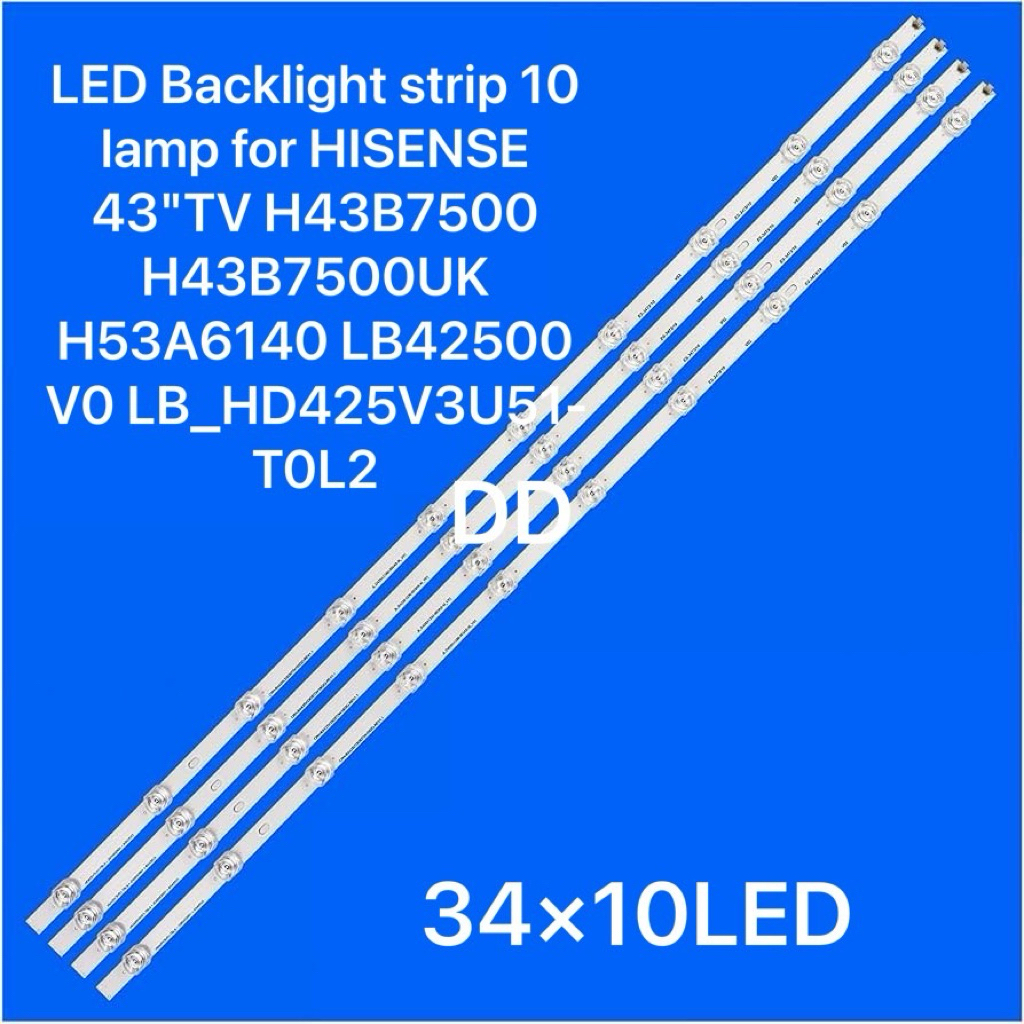 LED Backlight strip 10 lamp for HISENSE 43"TV H43B7500 H43B7500UK H53A6140 LB42500 V0 LB_HD425V3U51-
